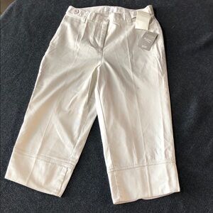 Christopher & Banks Cotton Blend Capri Pants Light Khaki  Buttons Accent Size 4P